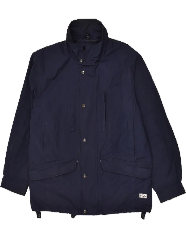 FILA Mens Windbreaker Jacket IT 46 Small Navy Blue Polyester