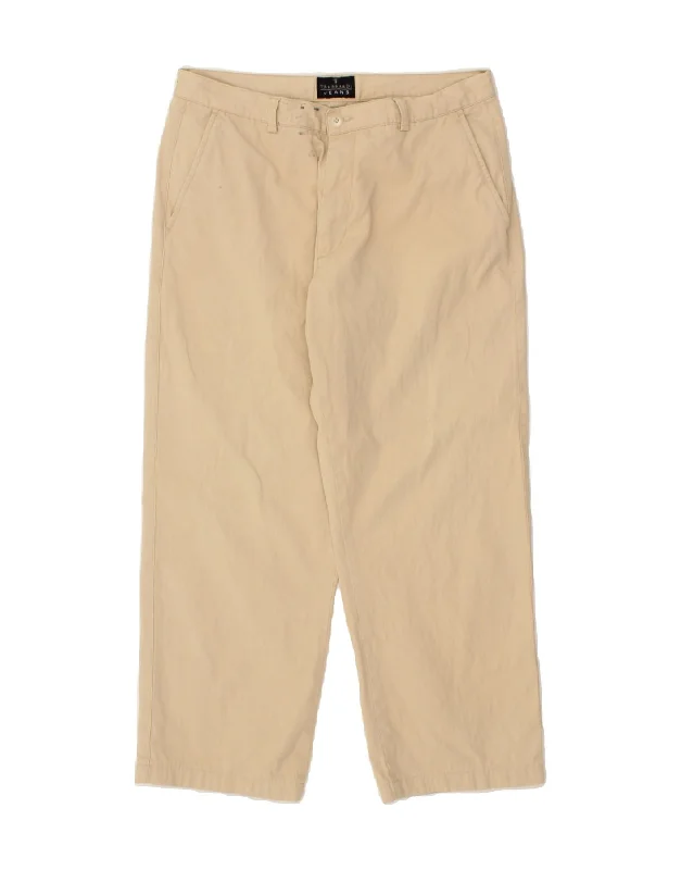 TRUSSARDI Mens Straight Chino Trousers IT 52 XL W32 L26 Beige Cotton