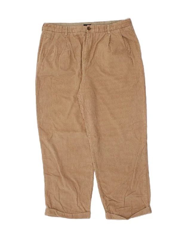 IZOD Mens Pegged Corduroy Trousers W38 L30  Beige Cotton