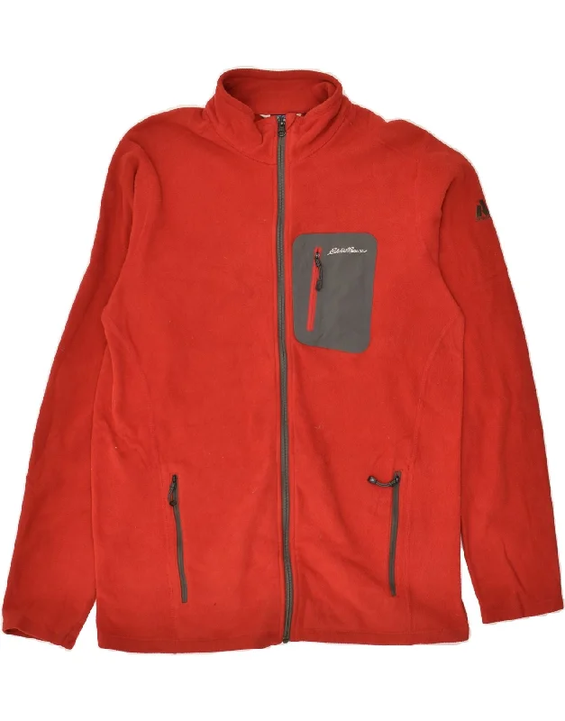 EDDIE BAUER Mens Fleece Jacket UK 40 Large Orange Polyester