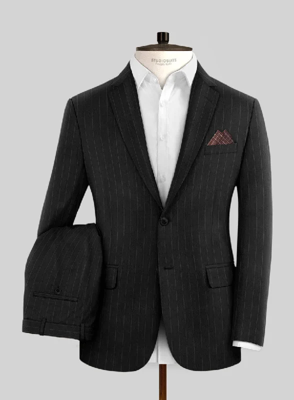 Hardy Minnis Black Pinstripe Wool Suit