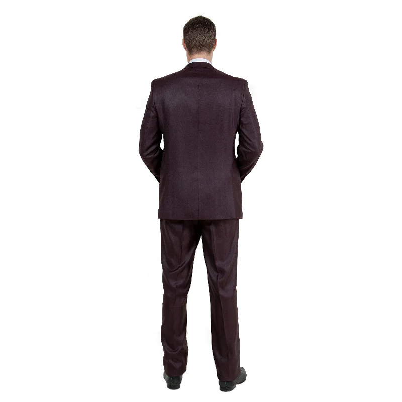 Men's Modern-Fit 3pc Sharkskin Suit Set, Burgundy