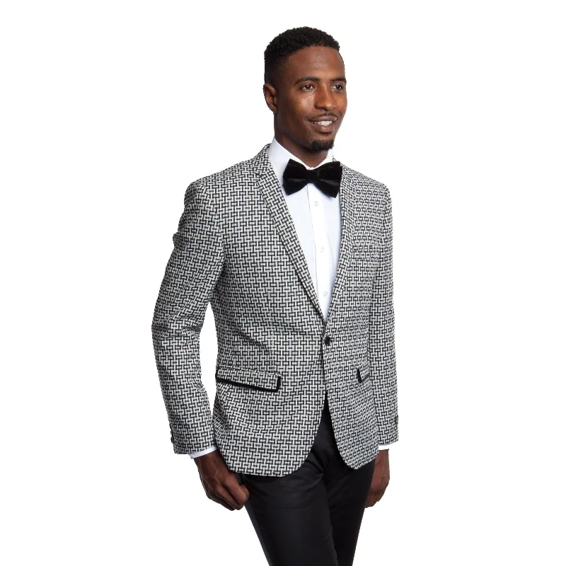 Mens Blazer Slim Fit Pattern Sports Coat Blazer Jacket featuring Notch Lapel