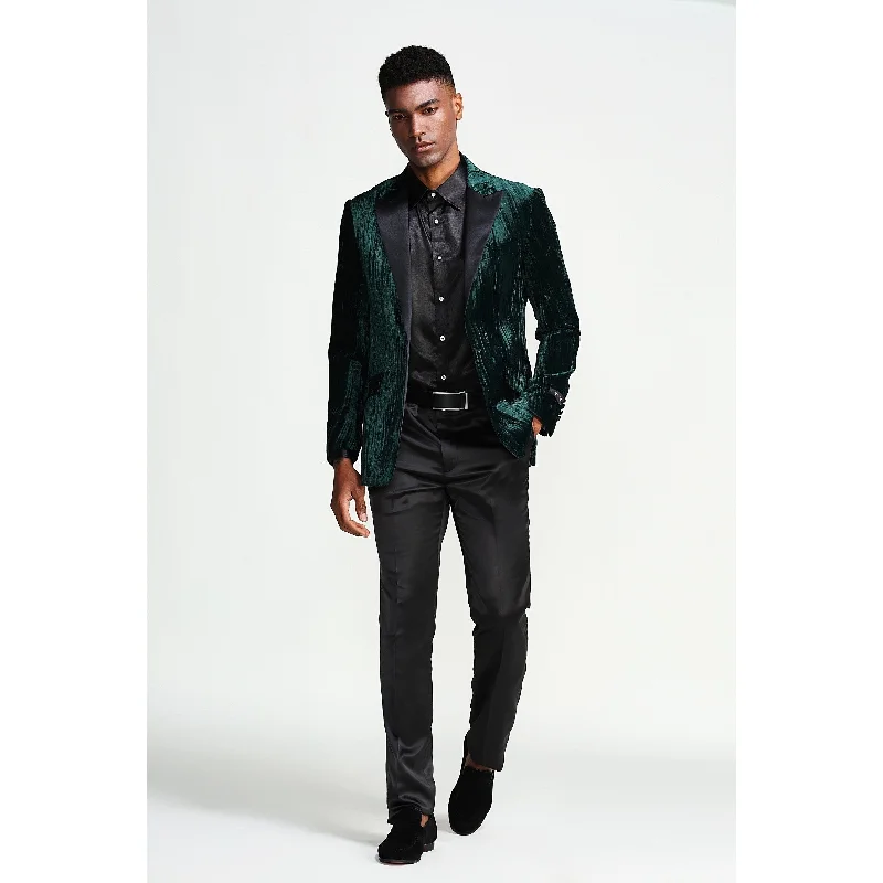 Designer Jacket Texture Satin Peak Lapel Slim Fit Mens Blazer Jackets