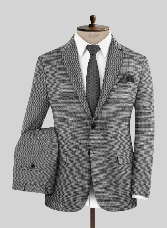 London Loom Gray Nailhead Wool Silk Linen Suit