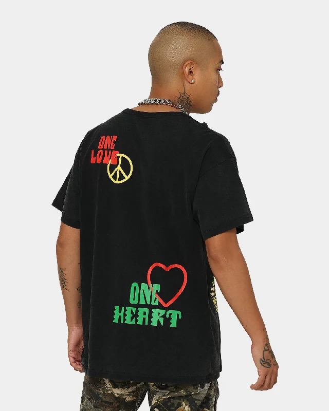 Bob Marley One Love One Heart Vintage T-Shirt Washed Black