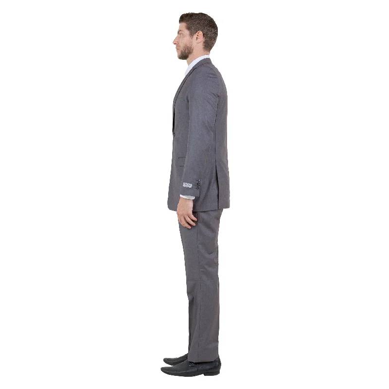 Men's Slim-Fit 3pc Solid Suit Set, Mid Gray