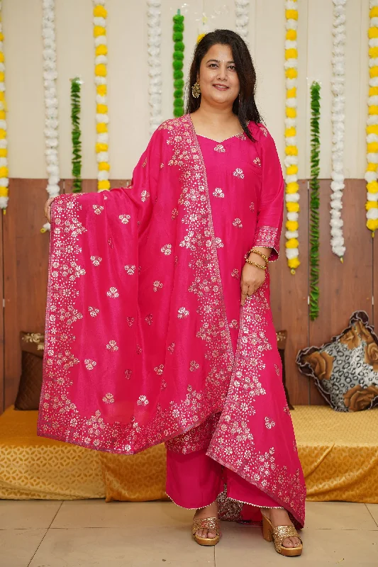 Merry Magenta Jacquard Silk Suit