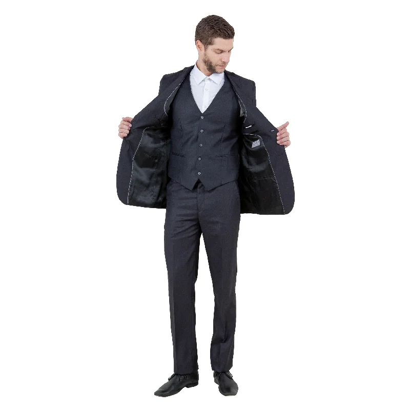 Men's Slim-Fit 3pc Solid Suit Set, Charcoal