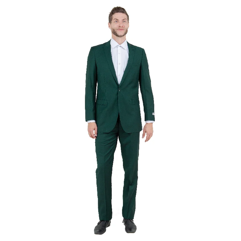 Men's 2-Piece Pick Stitch Suit Set, Hunter Green