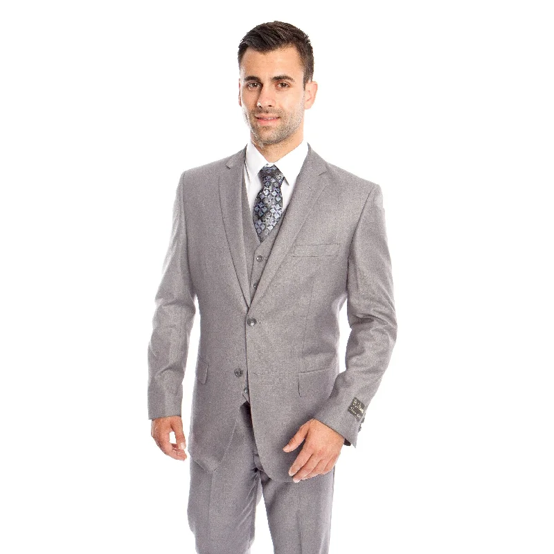 Men's Suit 3 Pieces Modern Fit Solid Two Button Suit