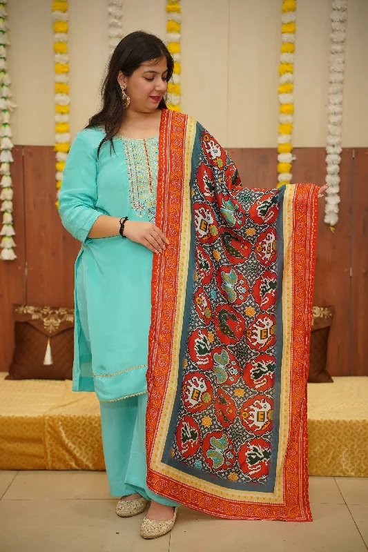 Serene Blue Silk Suit Set