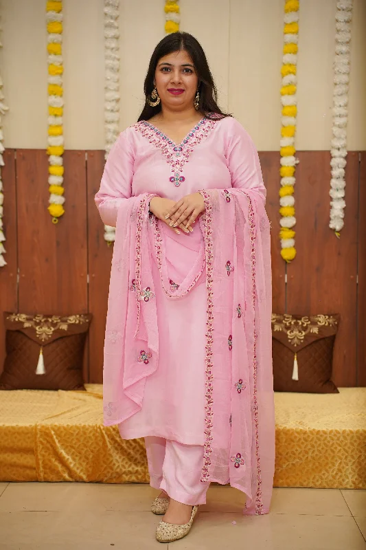 Blush Radiance Silk Suit Set