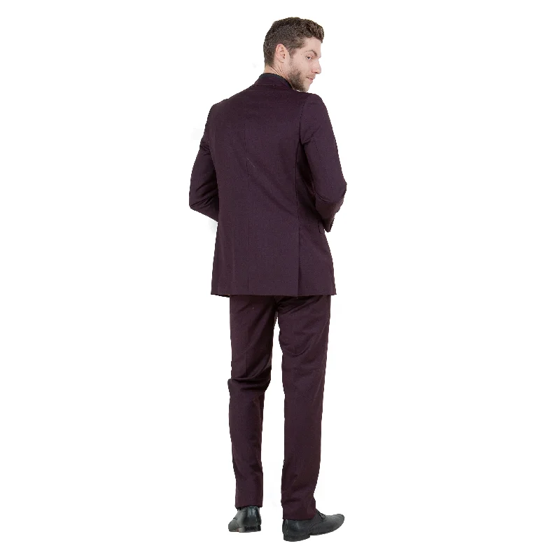 Men's 2-Piece Pick Stitch Suit Set, Plum