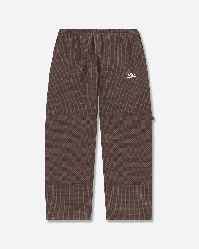 Men's Mini Check Double Knee Pants Brown