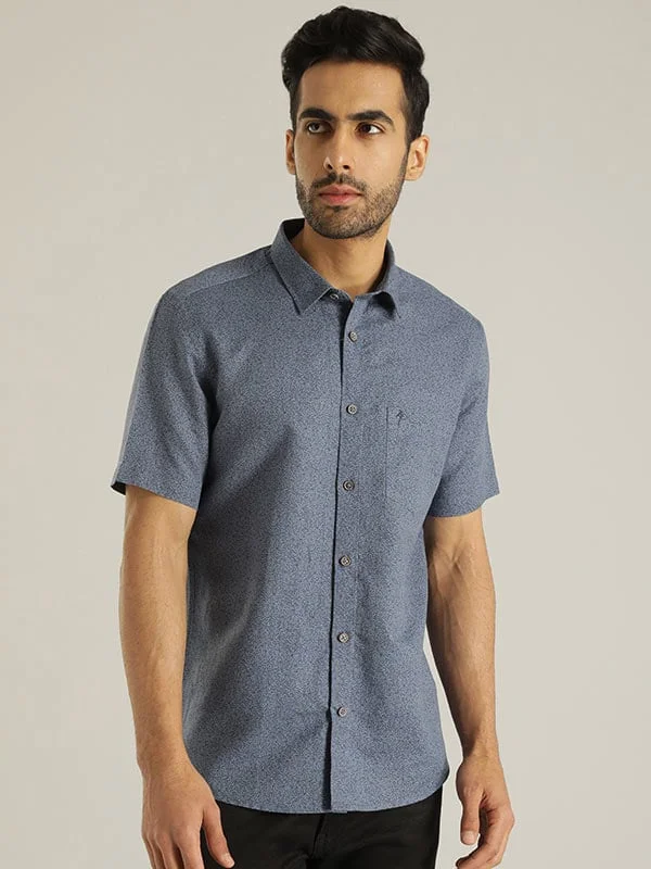 Men Printed Half Sleeve Linen Blend Shirt