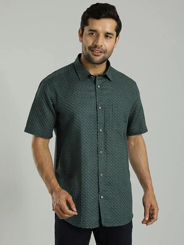 Men Printed Half Sleeve Linen Blend Shirt