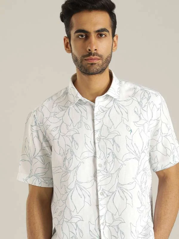 Men Printed Half Sleeve Viscose Blend Shirt