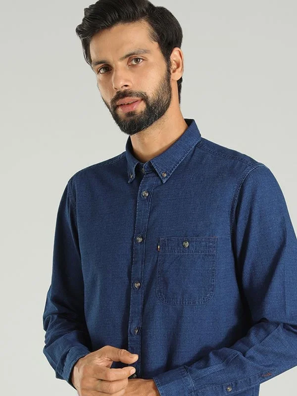 Men Solid Full Sleeve Cotton Shirt