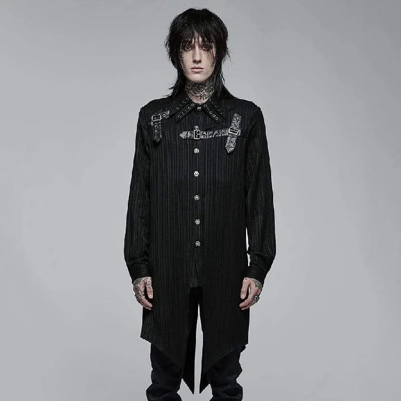 Men's Gothic Buckles Swallow-tailed Shirt