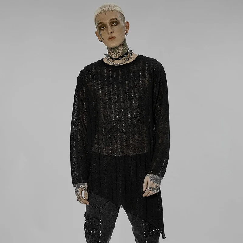 Men's Gothic Irregular Sheer Mesh Shirt