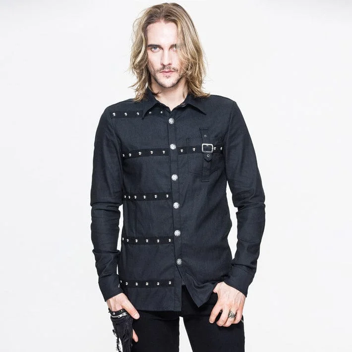 Men's Punk Ribbon Long Sleeved Shirt