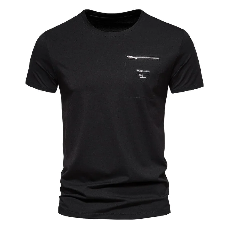 Men's Street Fashion Front Zip Short Sleeved T-shirt