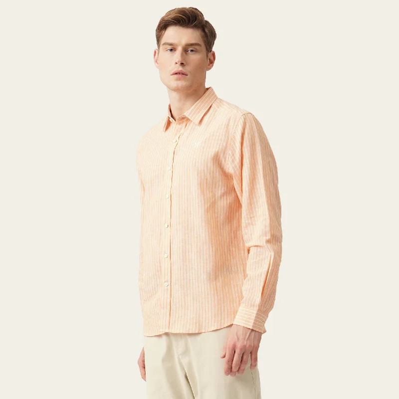 Regular Fit Long Sleeves Woven Shirt In Stripes