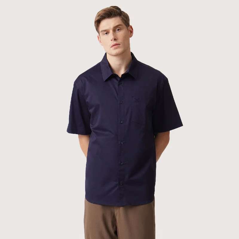 Relaxed Fit Short Sleeves Woven Shirt In Dobby Fabric