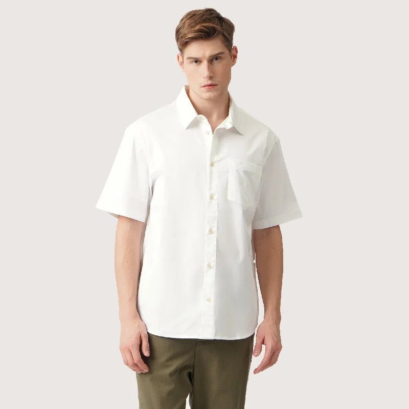 Relaxed Fit Short Sleeves Woven Shirt In Dobby Fabric